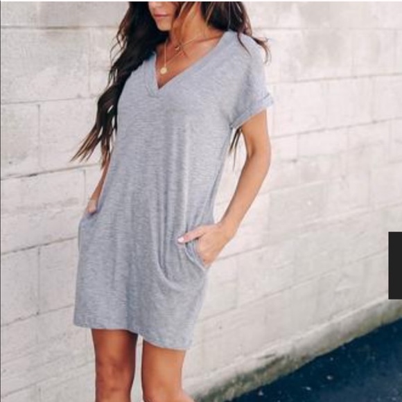 Cotton Blend Pocketed T-Shirt Dress w/ pockets - Picture 2 of 6